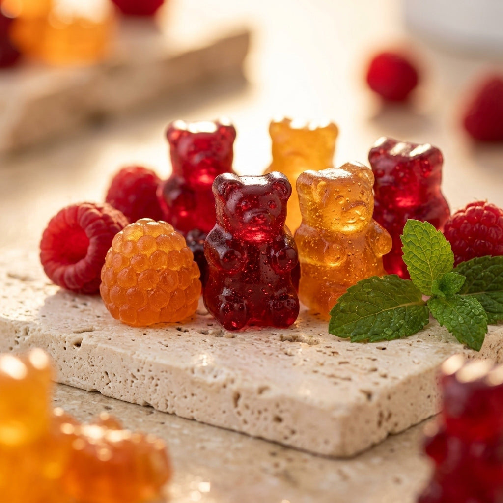 Primer plano de las gomitas en forma de osito de NÜVITAMINÉ